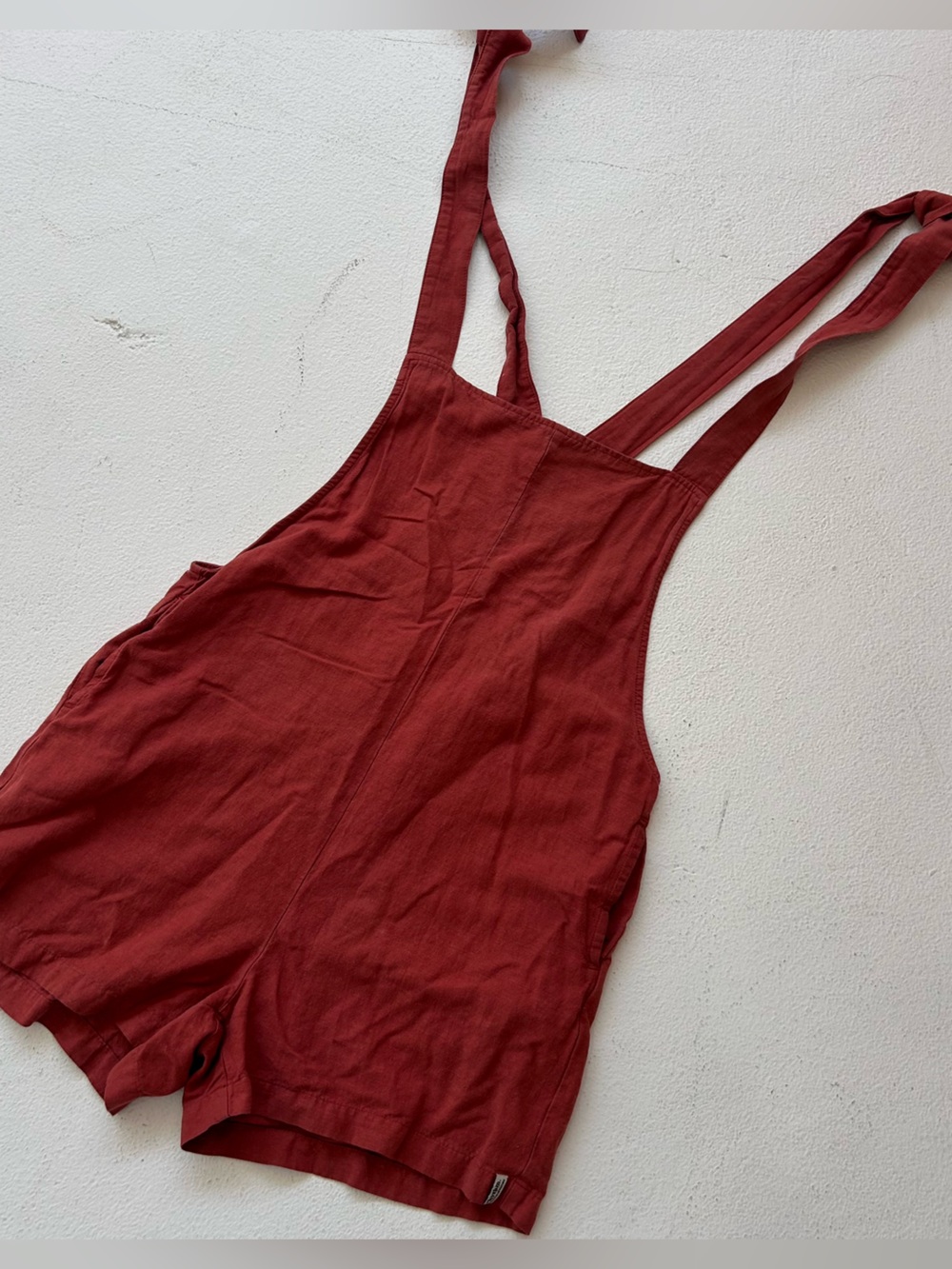 Rhythm Rust Red Linen Blend Romper Shorts
